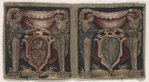 Fragment of Two-Sectioned Tapestry Border, 1500s. England ?, 16th century. Tapestry weave: wool,