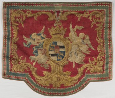 Heraldic Tapestry, 1700s. France, 18th century. Tapestry weave: silk and wool; overall: 114.3 x 130
