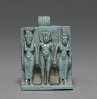 Triad: Horus between Isis and Nephthys, 664-525 BC. Egypt, Late Period, Dynasty 26 or later. Pale