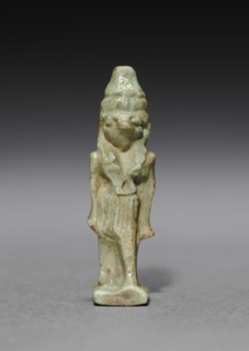 Amulet of Horus (?), 380-30 BC. Egypt, Dynasty 30 to Ptolemaic Dynasty. Gray green faience;