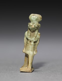 Amulet of Ra-Horakhty (?), 380-30 BC. Egypt, Dynasty 30 to Ptolemaic Dynasty. Gray green faience;
