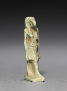 Amulet of Thoth, 305-30 BC. Egypt, Dynasty 30 to Ptolemaic Dynasty. Gray green faience; overall: 3