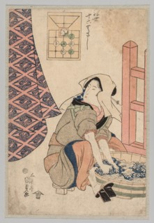 Seated Woman Washing Clothes in a Wooden Tub, 1786-1864. Gototei Kunisada (Japanese, 1786-1864).