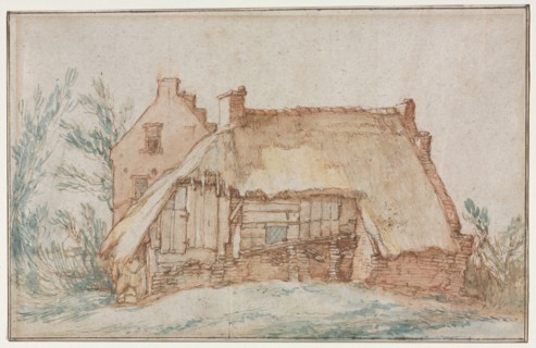 Peasant's Cottage (recto); Bridge and Gate (verso) , c. 1600. Abraham Bloemaert (Dutch, 1564-1651).