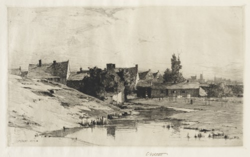Old Houses near Bruges, 1884-1888. Charles Adams Platt (American, 1861-1933). Etching and drypoint