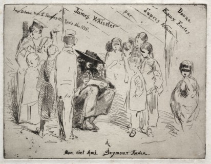 Twelve Etchings from Nature:  Title Page - Delauney Sketching, 1858. James McNeill Whistler