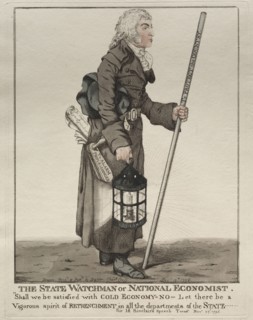 The State Watchman. Robert Dighton (British, 1752-1814). Etching with watercolor added by hand