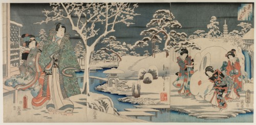 The Snowy Garden, 1854. Utagawa Hiroshige (Japanese, 1797-1858), Utagawa Kunisada (Japanese,