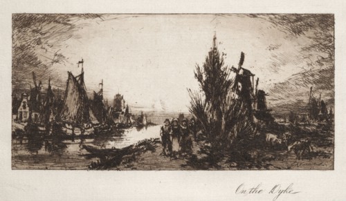 On the Dyke, 1885. Charles A. Vanderhoof (American, 1928). Etching