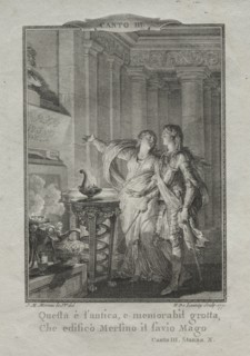 In the Grotto of Merlin, the Magician, 1771. Nicolas Delaunay (French, 1739-1792). Engraving and