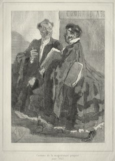 Crinolinographies.  Costume de la magistrature proposé pour 1857. Félicien Rops (Belgian,