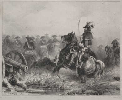 originally published in L'Artiste: Cavalry Scene, 1836. Joseph-Louis-Hippolyte Bellangé (French,