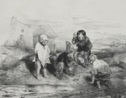 The Deciding Throw. Alexandre-Gabriel Decamps (French, 1803-1860). Lithograph