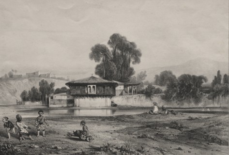Pavilion at the Edge of a River. Alexandre-Gabriel Decamps (French, 1803-1860). Lithograph