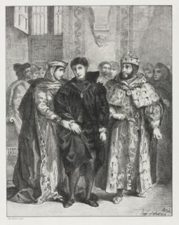 Hamlet:  The Queen Endeavors to Console Hamlet, 1834. Eugène Delacroix (French, 1798-1863).