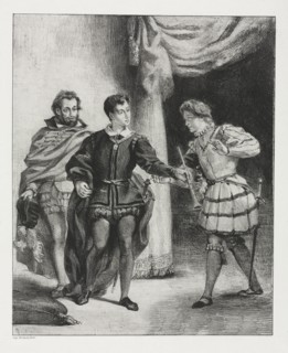 Hamlet:  Hamlet and Guildenstern, 1834. Eugène Delacroix (French, 1798-1863). Lithograph