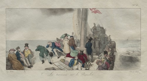 Souvenirs of London:  Crossing on the Packet Boat, 1826. Eugène Louis Lami (French, 1800-1890).