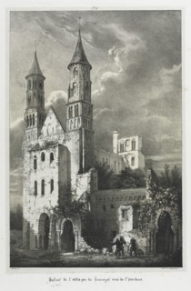 Ruins of the Abbey of Jumièges. Jean Truchot (French, 1798-1823). Lithograph with gray tint stone