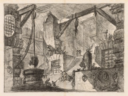 The Prisons:  Colonnaded Interior with a Broad Stair, 1745-1750. Giovanni Battista Piranesi