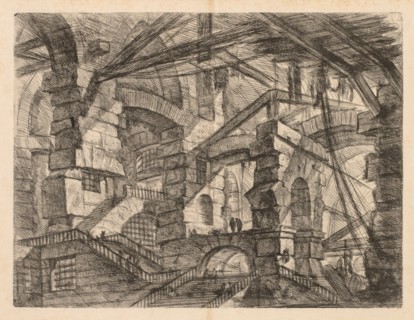 The Prisons:  A Perspective of Colonnades with Zig-Zag Staircase, 1745-1750. Giovanni Battista