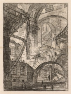 The Prisons:  A Perspective of Arches with a Smoking Fire, 1745-1750. Giovanni Battista Piranesi