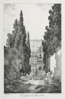 View at Villa d'Este, Tivoli, 1817. Claude Thiénon (French, 1772-1846). Lithograph