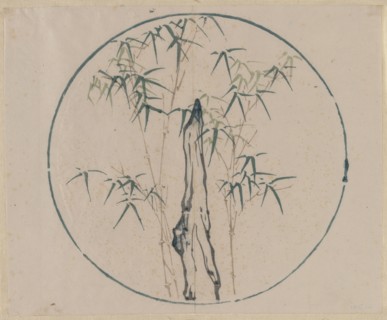 Bamboo and Rock, 1368-1644. China, Ming dynasty (1368-1644) or later. Color woodblock print;