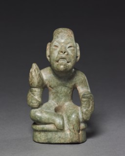 Seated Figure, c. 900-300 BC. Mexico, Olmec, 1200-300 BC. Albitite; overall: 11 x 6.2 x 3.9 cm (4