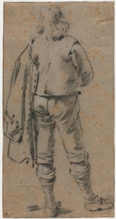 A Man Standing Seen from the Back, c. 1630. Gerard ter Borch (Dutch, 1617-1681). Black chalk