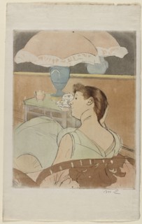 The Lamp, 1890-1891. Mary Cassatt (American, 1844-1926). Drypoint, softground etching, and