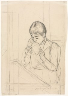 The Letter (recto); The Letter (verso), 1891. Mary Cassatt (American, 1844-1926). Black crayon and