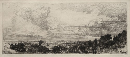 Out of Study Window. Francis Seymour Haden (British, 1818-1910). Etching and drypoint