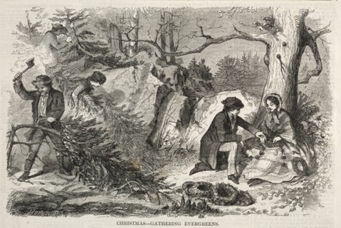Christmas - Gathering Evergreens, 1858. Winslow Homer (American, 1836-1910). Wood engraving
