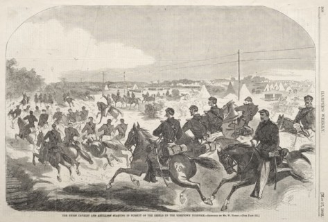 The Union Cavalry and Artillery Starting in Pursuit of the Rebels up the Yorktown Turnpike, 1862.