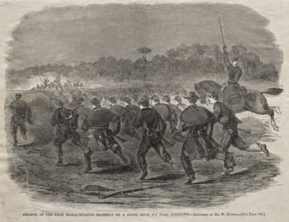Charge of the First Massachusetts Regiment on a Rebel Rifle Pit near Yorktown, 1862. Winslow Homer