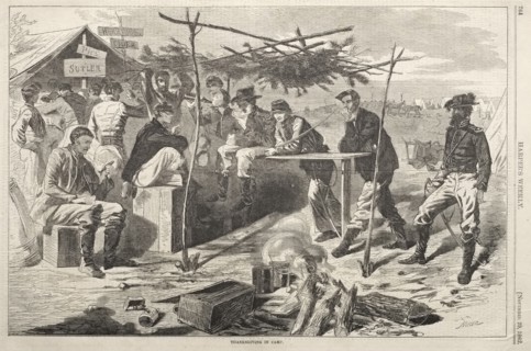 Thanksgiving in Camp, 1862. Winslow Homer (American, 1836-1910). Wood engraving
