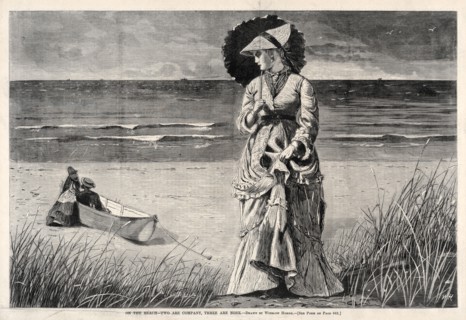 On the Beach - Two are Company, Three are None, 1872. Winslow Homer (American, 1836-1910). Wood