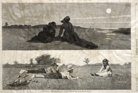 Flirting on the Seashore and on the Meadow, 1874. Winslow Homer (American, 1836-1910). Wood