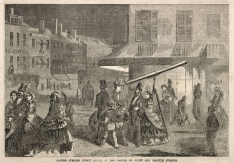 Boston Evening Street Scene, at Corner of Court and Brattle Streets, 1857. Winslow Homer (American,