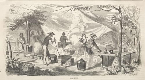 Camp Meeting Sketches:  Cooking, 1858. Winslow Homer (American, 1836-1910). Wood engraving
