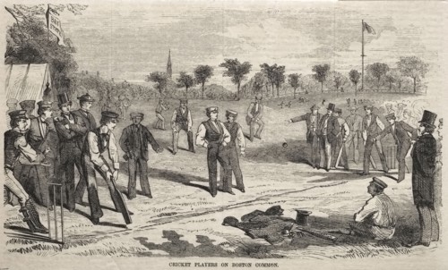 Cricket Players on Boston Common, 1859. Winslow Homer (American, 1836-1910). Wood engraving