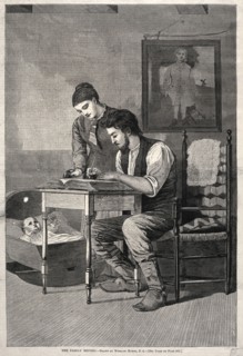 The Family Record, 1875. Winslow Homer (American, 1836-1910). Wood engraving