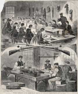 Filling Cartridges at the United States Arsenal, at Watertown, Massachusetts, 1861. Winslow Homer