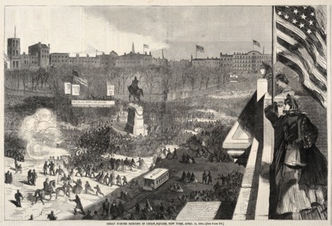 Great Sumter Meeting in Union Square, New York, April 11, 1863, 1863. Winslow Homer (American,