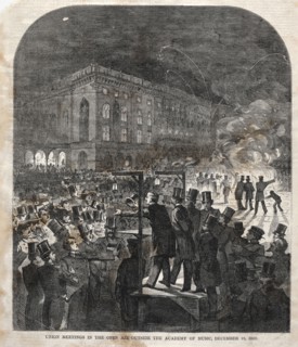 Union Meeting in the Open Air Outside the Academy of Music, 1859. Winslow Homer (American,