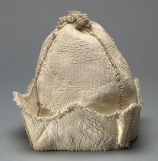 Man's Cap, 1600s. Denmark, 17th century. Linen with cotton design; overall: 19.5 x 21 x 20 cm (7
