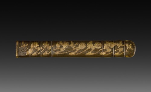 Knife Handle (Kozuka), c 1800s. Japan, 19th century. Inlaid bronze; overall: 1.4 cm (9/16 in.).