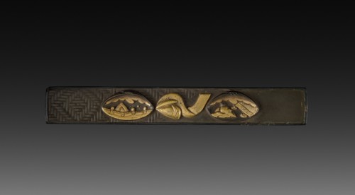 Knife Handle (Kozukai), c 1800s. Japan, 19th century. Inlaid bronze; overall: 1.4 cm (9/16 in.).
