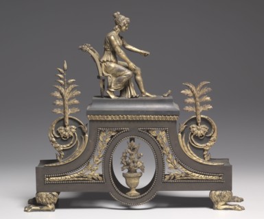 Andiron, c. 1790-1800. France, 18th century. Bronze and gilded bronze; overall: 38.1 x 42.6 x 9.6