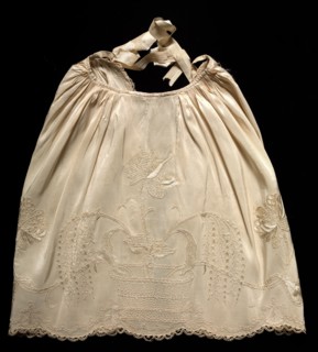 Embroidered Taffeta Apron, 1700s. England, 18th century. Embroidery, silk; overall: 42.6 x 102.2 cm